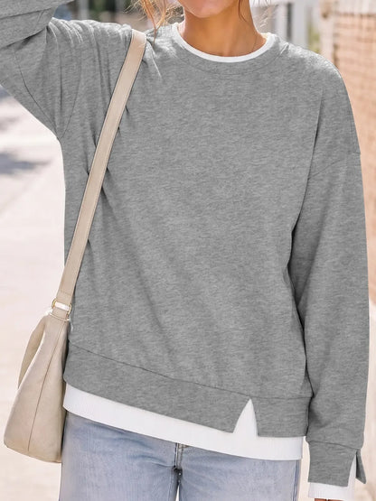 Women’s Oversized Faux-Layered Crewneck Sweatshirt