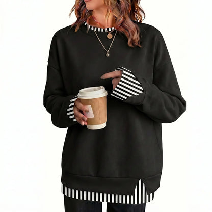 Women’s Oversized Faux-Layered Crewneck Sweatshirt