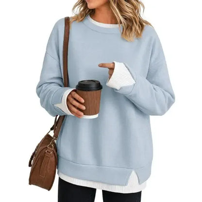 Women’s Oversized Faux-Layered Crewneck Sweatshirt