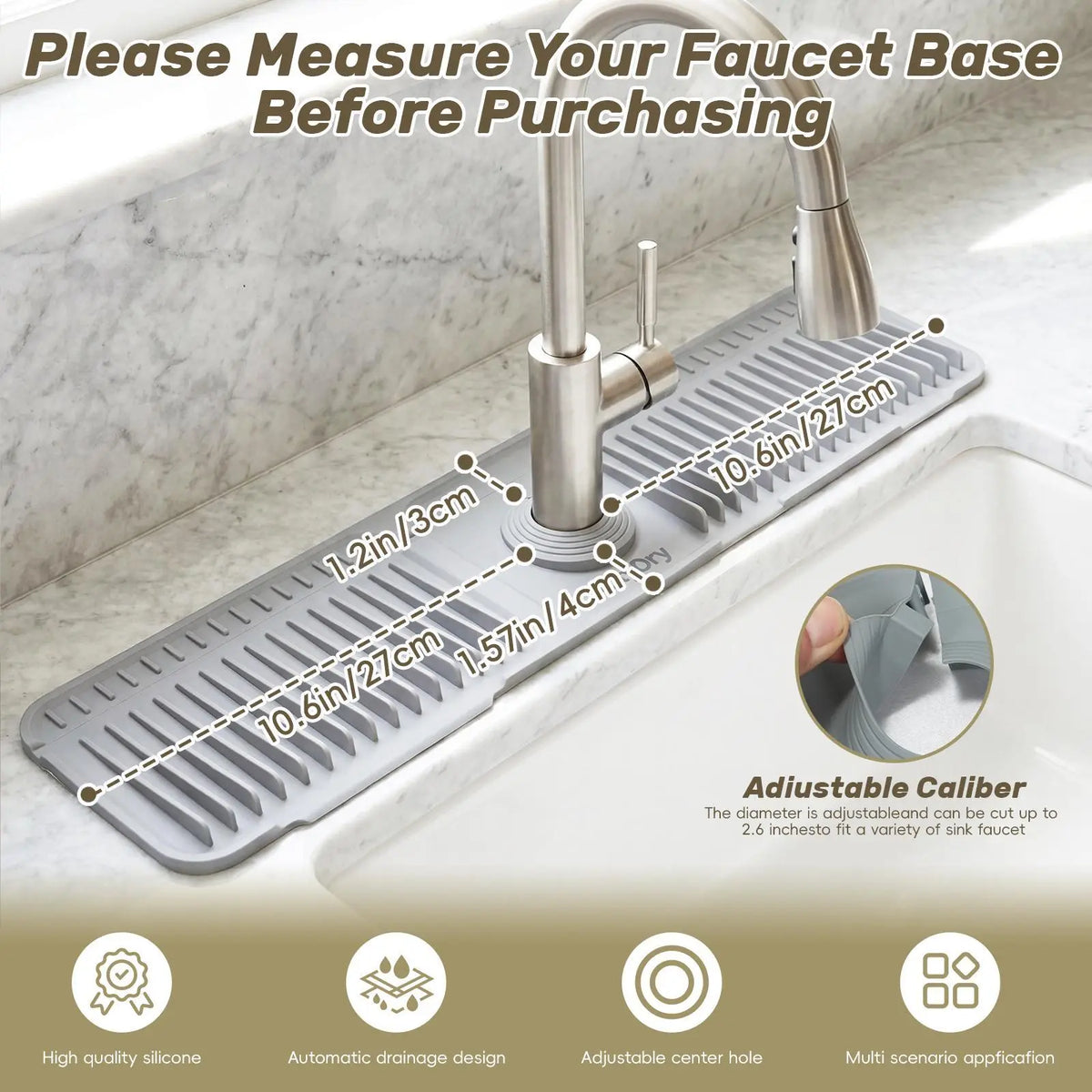 Adjustable Silicone Faucet Splash Guard Mat – Quick-Dry Sink Water Catcher for Kitchen & Bathroom