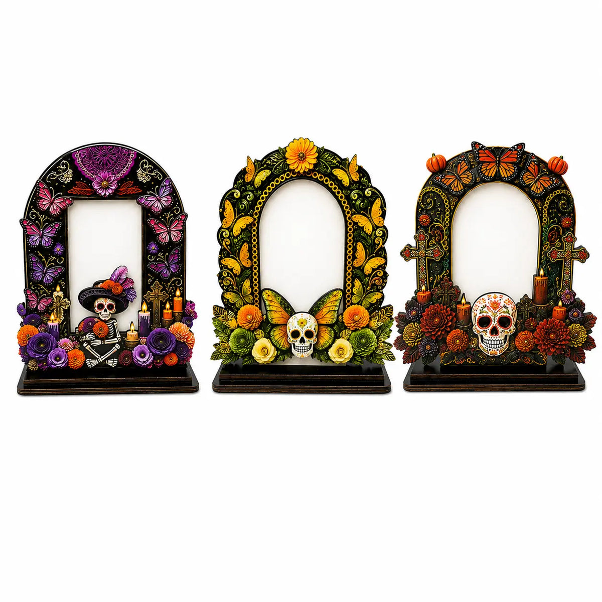 Day of the Dead Memorial Picture Frame – Colorful Wooden Remembrance Décor
