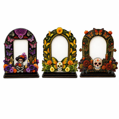 Day of the Dead Memorial Picture Frame – Colorful Wooden Remembrance Décor