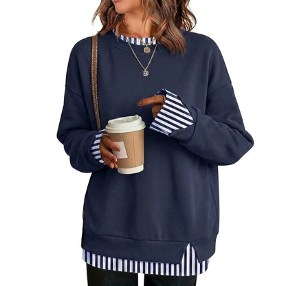 Women’s Oversized Faux-Layered Crewneck Sweatshirt