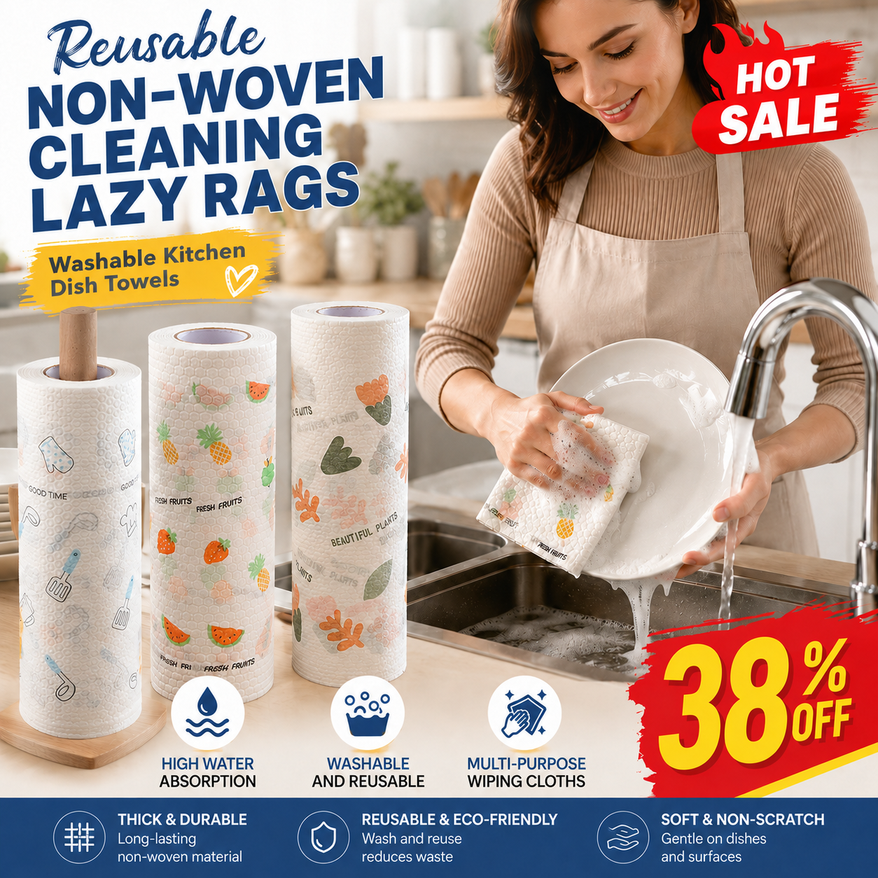 Reusable Non-Woven Cleaning Lazy Rags – Rynkeld