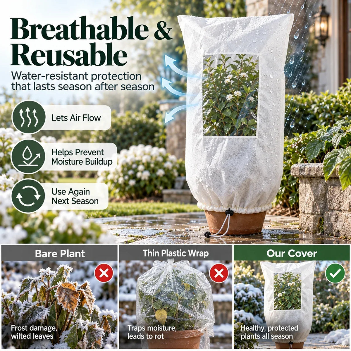 Plant Frost Cover Nonwoven Reusable Warm Shrubs Blanket