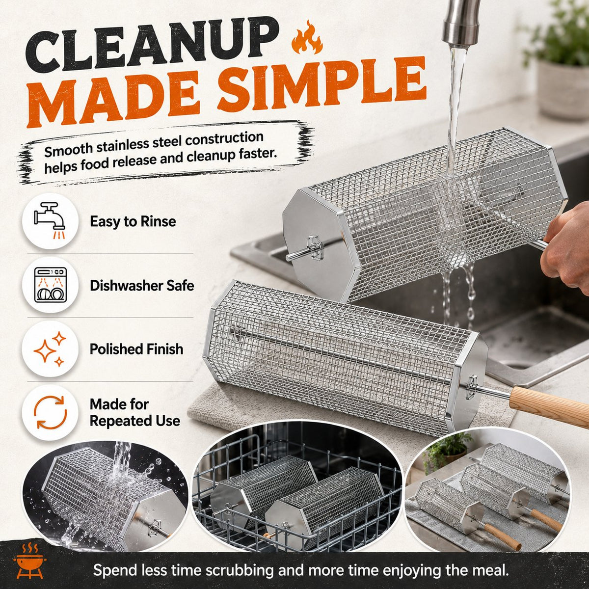 🍢 Rolling Grill Baskets | No More Burnt Veggies—Grill Perfectly Every Time! 🔥