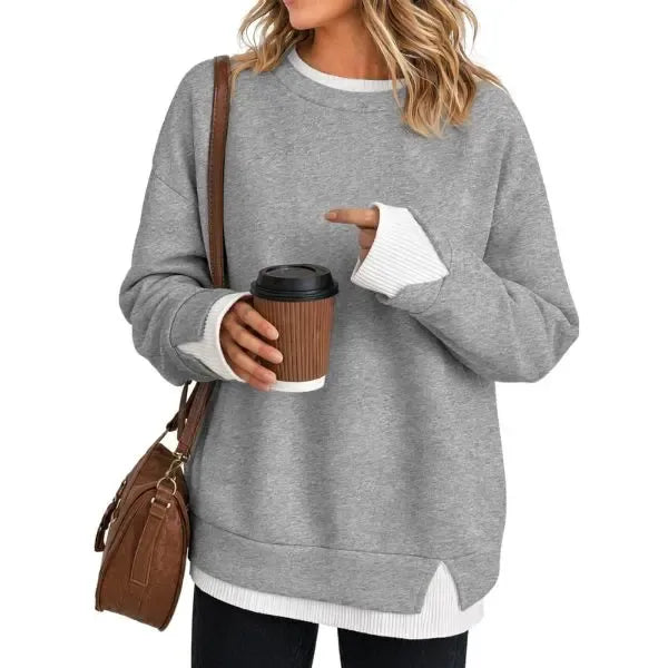 Women’s Oversized Faux-Layered Crewneck Sweatshirt