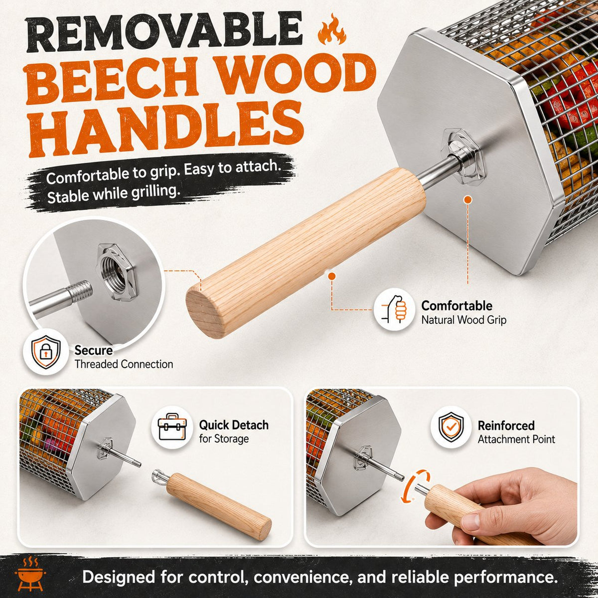 🍢 Rolling Grill Baskets | No More Burnt Veggies—Grill Perfectly Every Time! 🔥