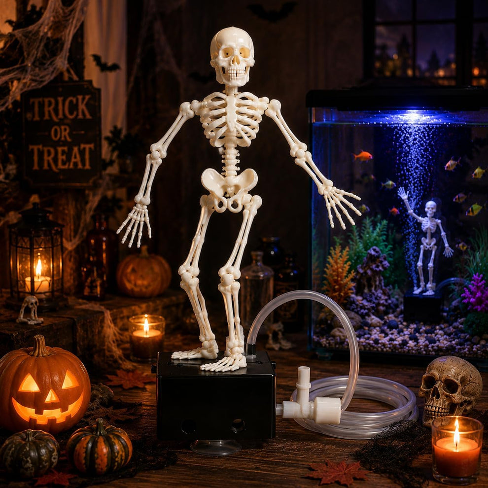 Dancing Skeleton Aquarium Ornament, Air-Powered Moving Fish Tank Decor ...