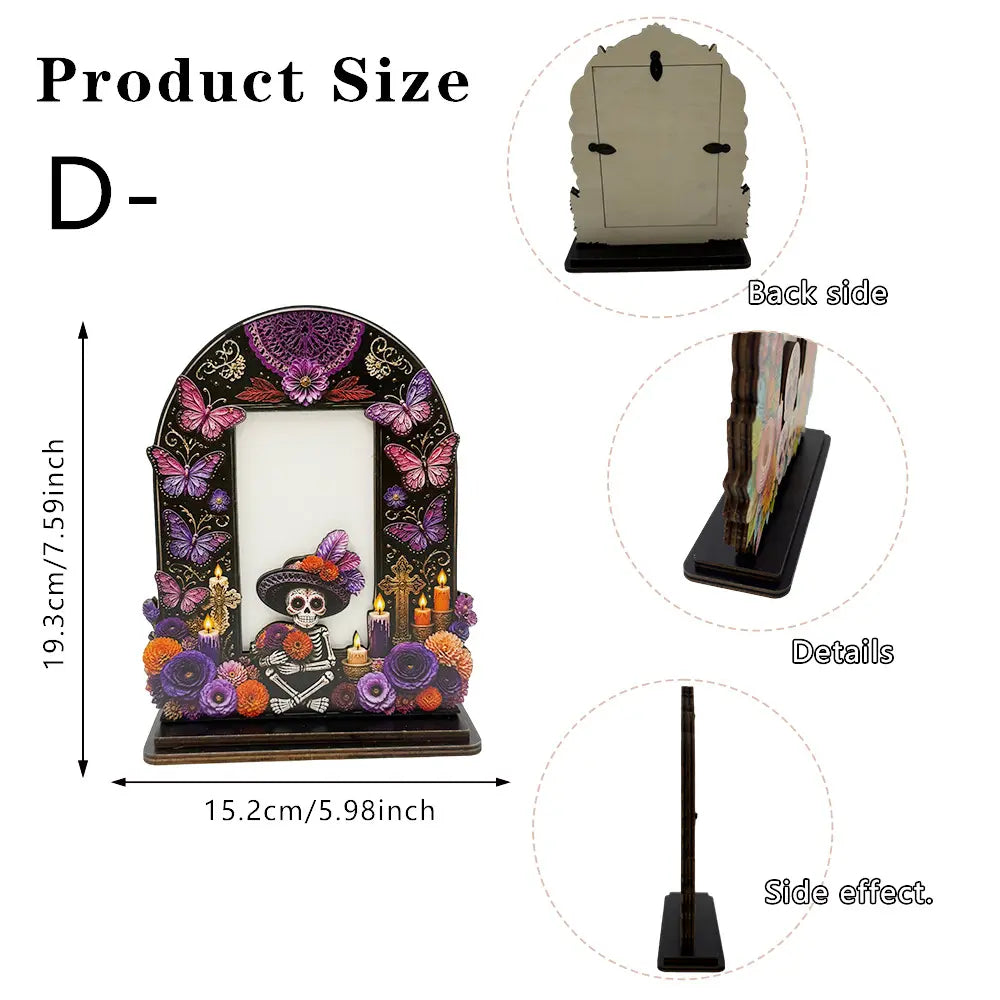 Day of the Dead Memorial Picture Frame – Colorful Wooden Remembrance Décor