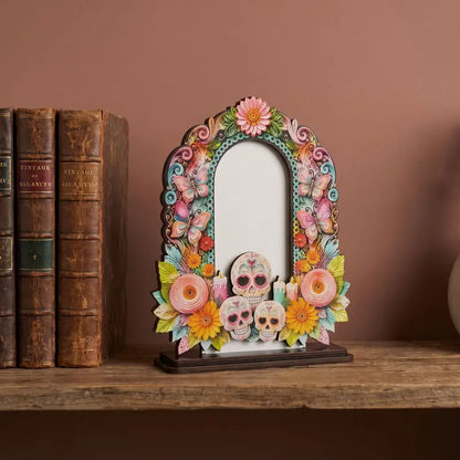 Day of the Dead Memorial Picture Frame – Colorful Wooden Remembrance Décor