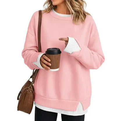 Women’s Oversized Faux-Layered Crewneck Sweatshirt