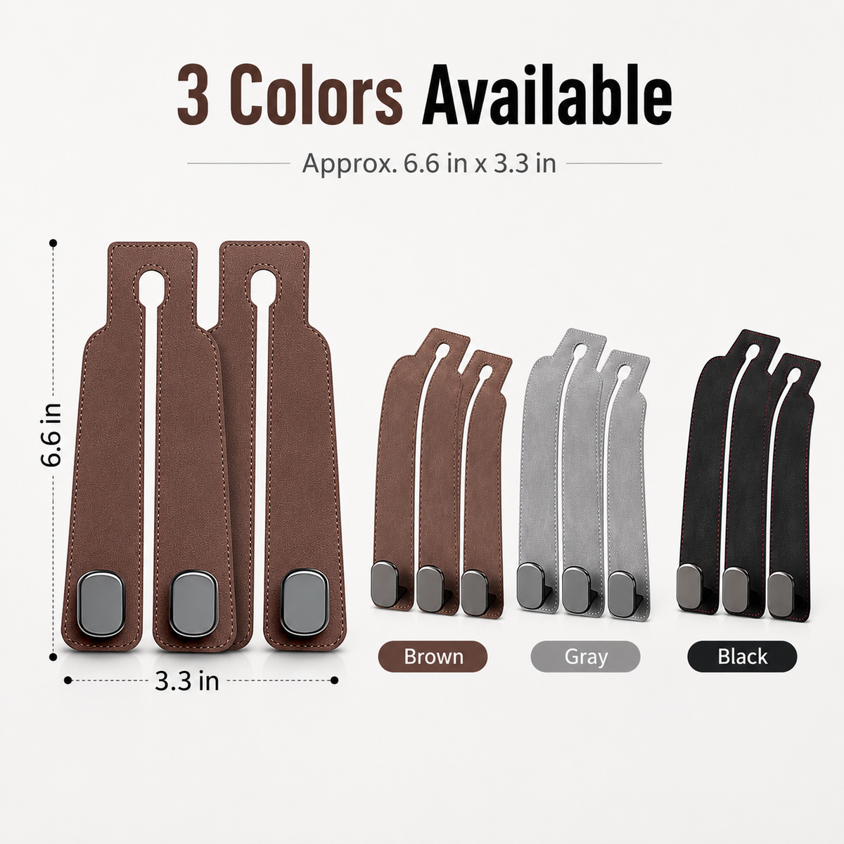 Leather Car Seat Headrest Hooks – Double Metal Purse & Bag Hangers