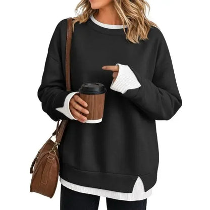 Women’s Oversized Faux-Layered Crewneck Sweatshirt