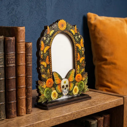 Day of the Dead Memorial Picture Frame – Colorful Wooden Remembrance Décor