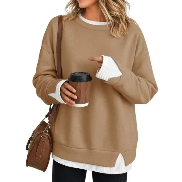 Women’s Oversized Faux-Layered Crewneck Sweatshirt
