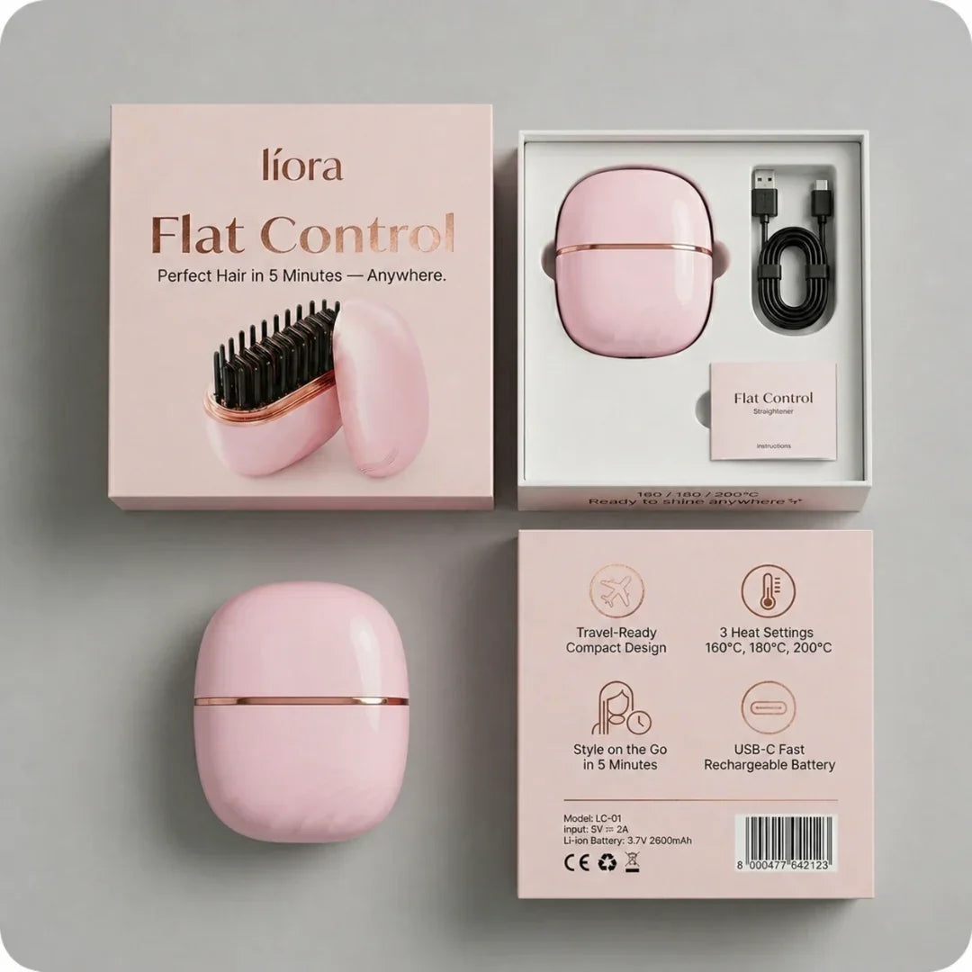 Líora Flat Control™ – Portable Cordless Hair Straightening Brush